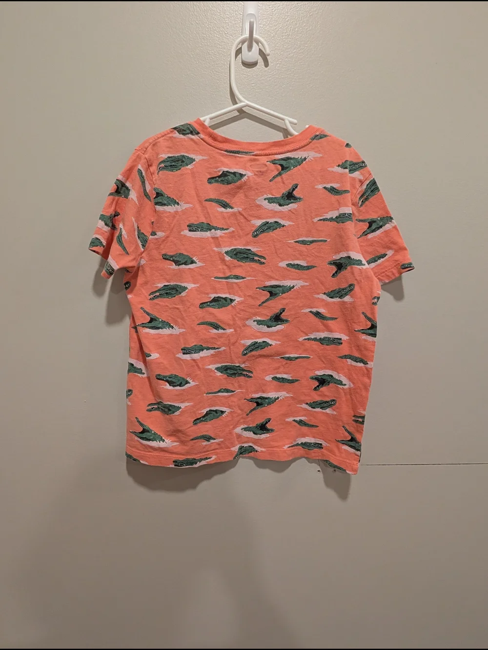 Old Navy Coral Short Sleeve Tee with Green Shark Print